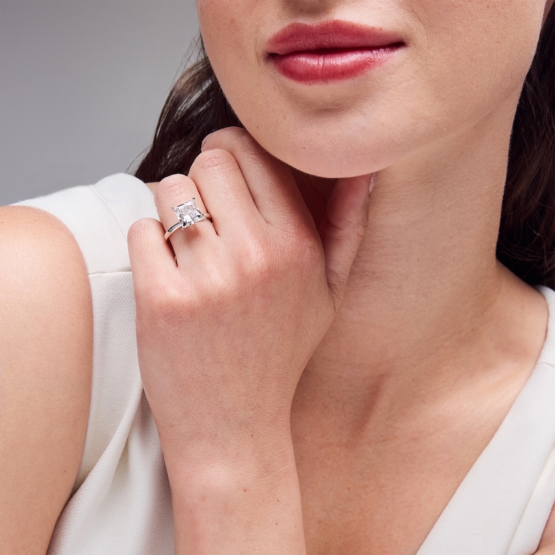 Main Image 2 of 4 CT. Princess-Cut Certified Lab-Grown Diamond Solitaire Engagement Ring in 14K White Gold (F/VS2)
