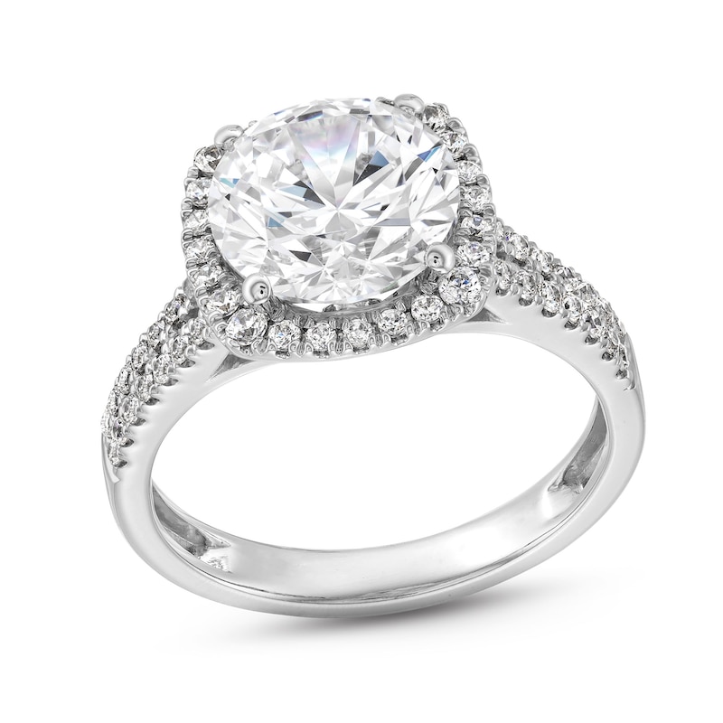 Main Image 1 of 3-1/2 CT. T.W. Certified Lab-Grown Diamond Cushion Frame Double Row Engagement Ring in 14K White Gold (F/SI2)