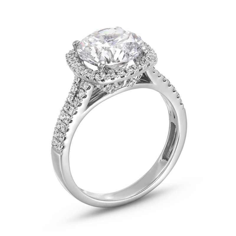 Main Image 3 of 3-1/2 CT. T.W. Certified Lab-Grown Diamond Cushion Frame Double Row Engagement Ring in 14K White Gold (F/SI2)