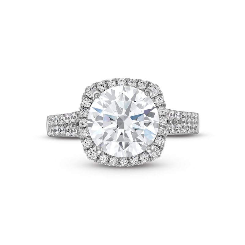 Main Image 4 of 3-1/2 CT. T.W. Certified Lab-Grown Diamond Cushion Frame Double Row Engagement Ring in 14K White Gold (F/SI2)