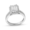Thumbnail Image 1 of 3-1/2 CT. T.W. Emerald-Cut Certified Lab-Grown Diamond Frame Double Row Engagement Ring in 14K White Gold (F/SI2)