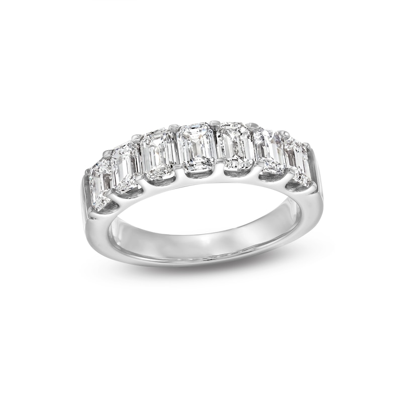 Main Image 1 of 2 CT. T.W. Emerald-Cut Certified Lab-Grown Diamond Seven Stone Anniversary Band in 14K White Gold (F/SI2)
