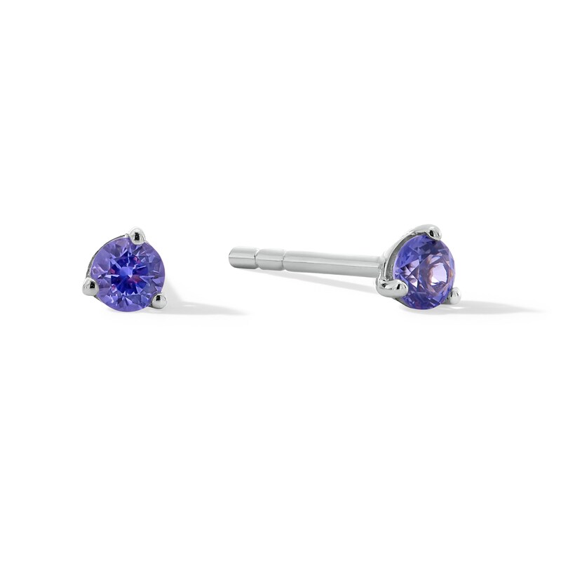 Main Image 1 of Tanzanite Solitaire Martini Stud Earrings in 10K White Gold