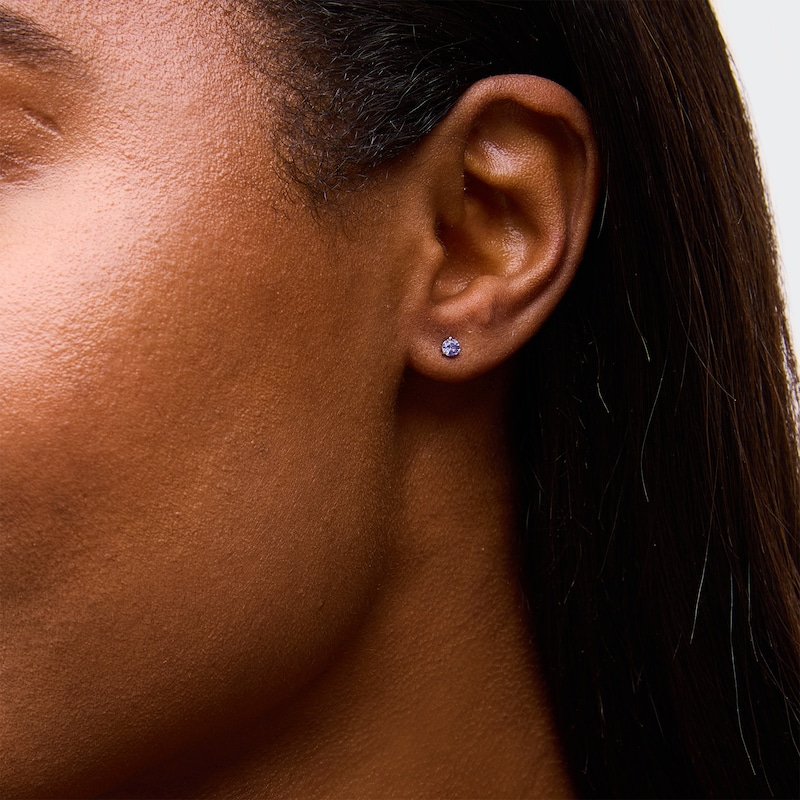 Main Image 2 of Tanzanite Solitaire Martini Stud Earrings in 10K White Gold