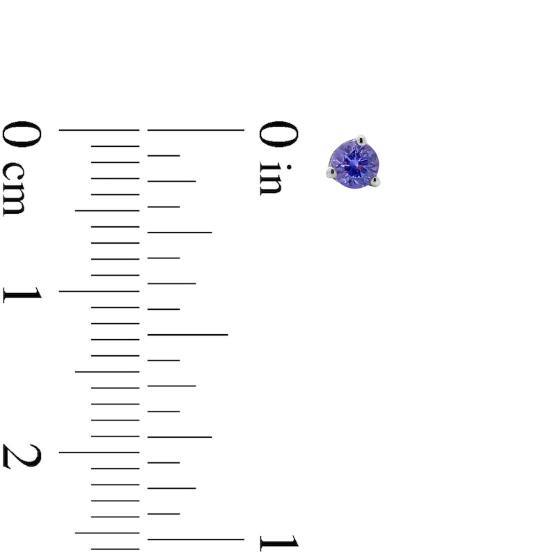 Main Image 3 of Tanzanite Solitaire Martini Stud Earrings in 10K White Gold