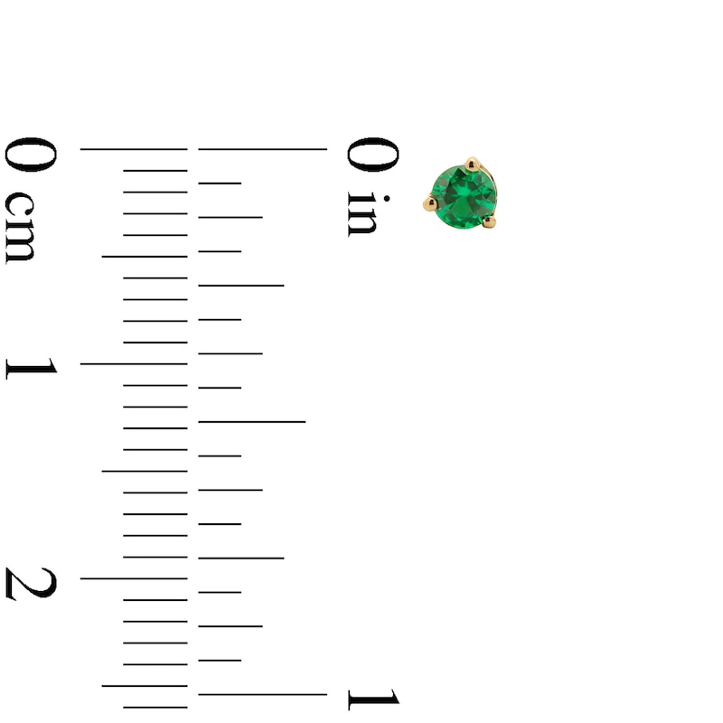 Main Image 3 of Lab-Created Emerald Solitaire Martini Stud Earrings in 10K Gold