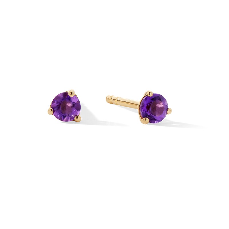 Main Image 1 of Amethyst Solitaire Martini Stud Earrings in 10K Gold