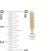 Thumbnail Image 3 of Freshwater Cultured Pearl and White Lab-Created Sapphire Hoop Earrings Set in Sterling Silver with 18K Gold Plate