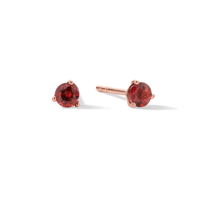 Main Image 1 of Garnet Solitaire Martini Stud Earrings in 10K Rose Gold
