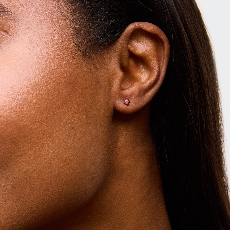 Main Image 2 of Garnet Solitaire Martini Stud Earrings in 10K Rose Gold