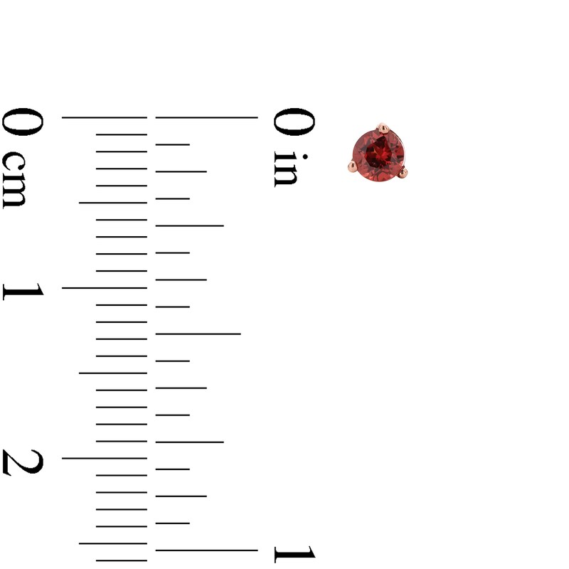 Main Image 3 of Garnet Solitaire Martini Stud Earrings in 10K Rose Gold