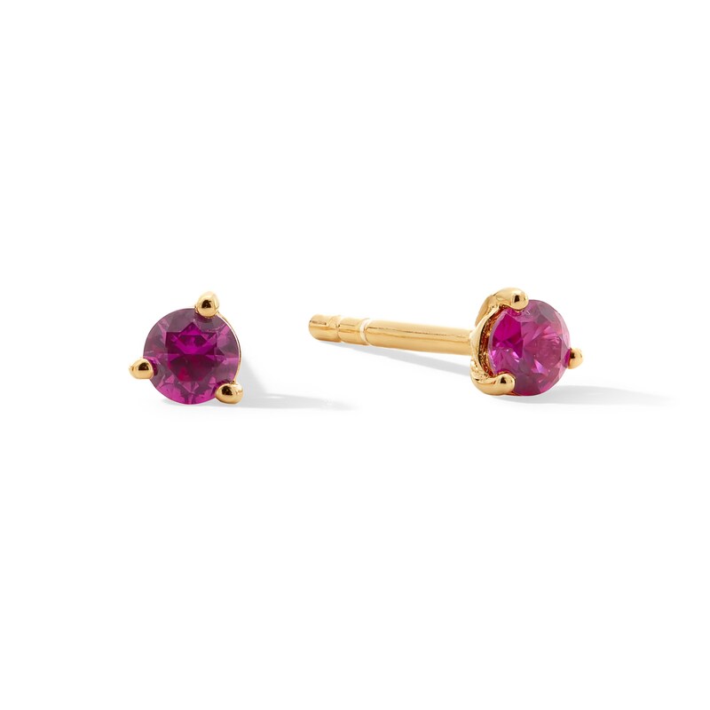 Main Image 1 of Lab-Created Ruby Solitaire Martini Stud Earrings in 10K Gold