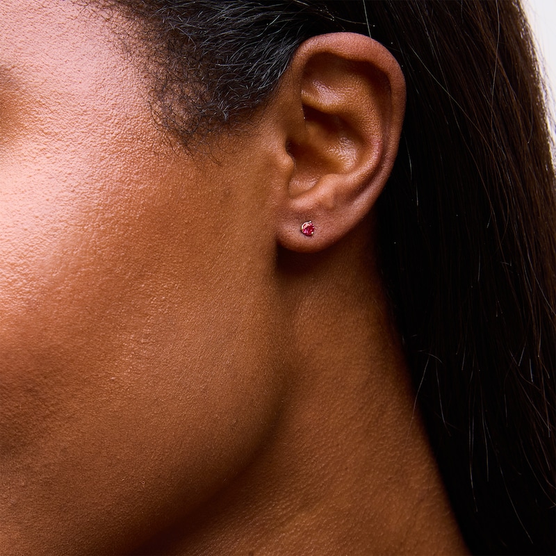 Main Image 2 of Lab-Created Ruby Solitaire Martini Stud Earrings in 10K Gold