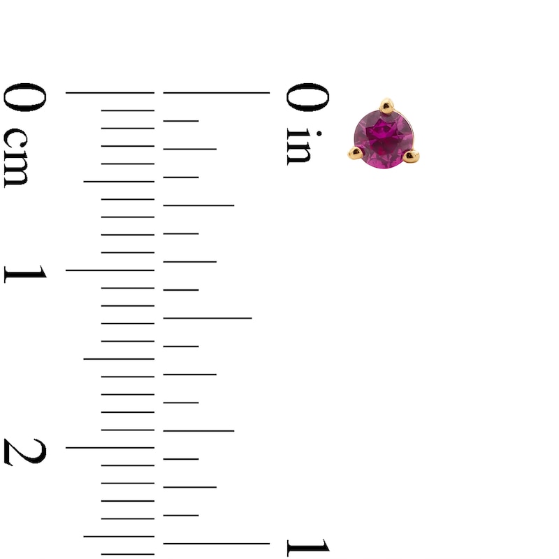 Main Image 3 of Lab-Created Ruby Solitaire Martini Stud Earrings in 10K Gold