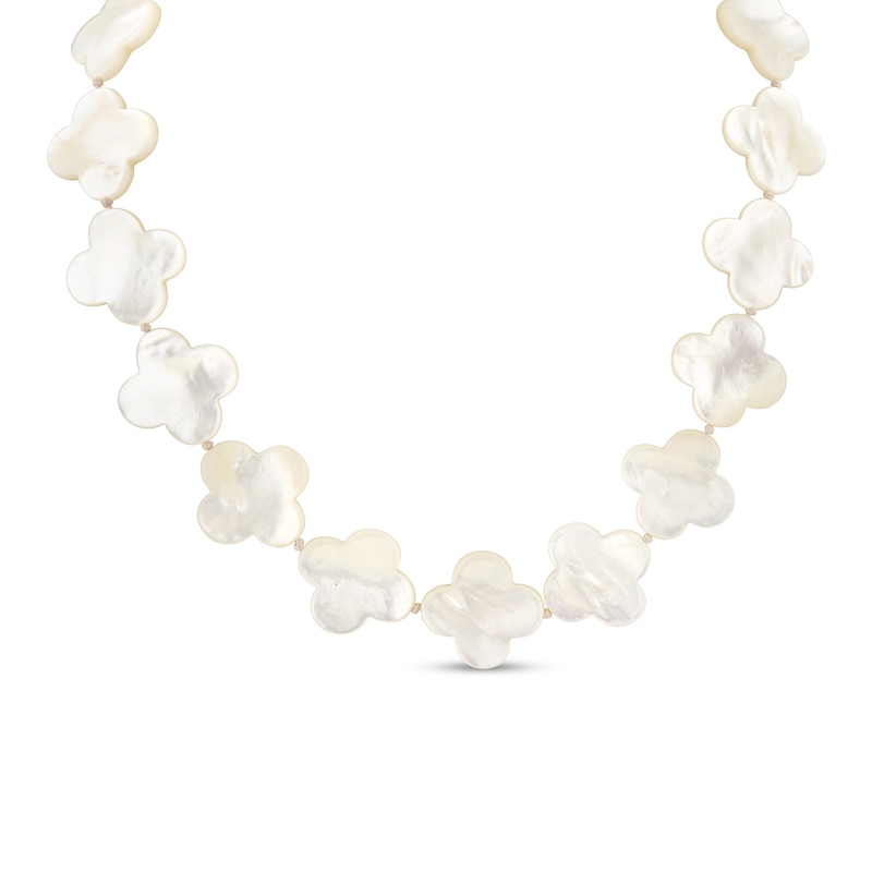 Main Image 1 of 22.0mm Mother-of-Pearl Clover Necklace in Sterling Silver - 16.5"