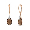 Thumbnail Image 1 of Pear-Shaped Smoky Quartz and 1/20 CT. T.W. Diamond Drop Earrings in 14K Rose Gold