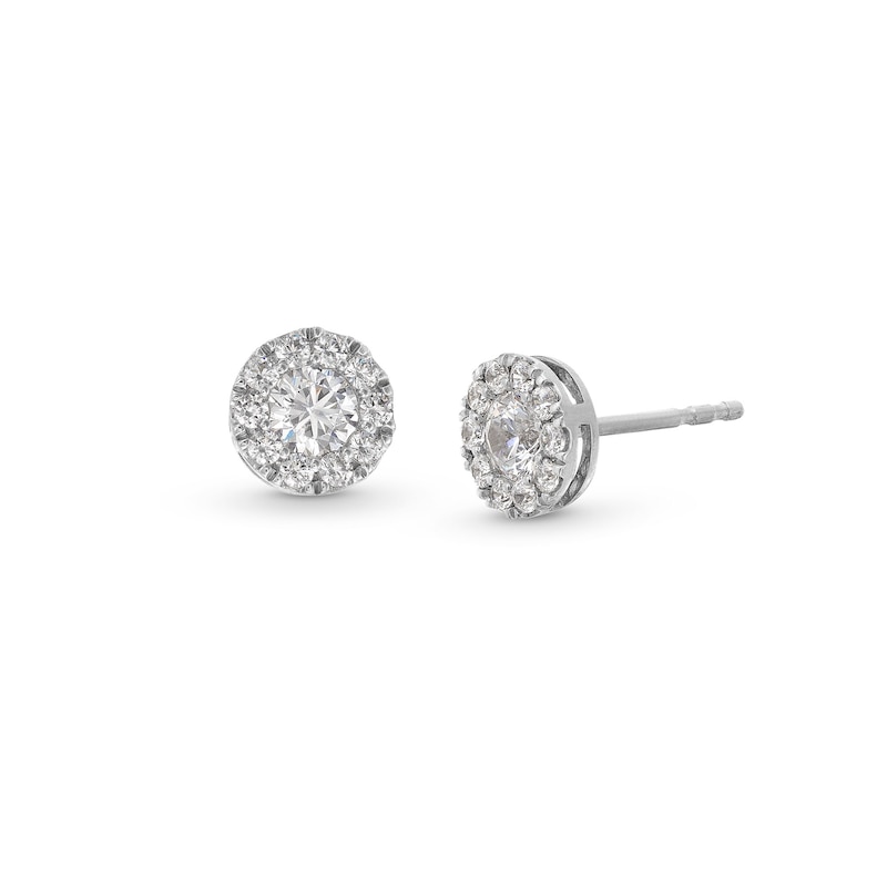 Main Image 1 of 1 CT. T.W. Certified Lab-Grown Diamond Frame Stud Earrings in Sterling Silver (I/SI2)