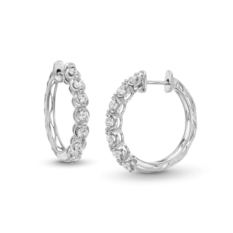Main Image 1 of 1 CT. T.W. Certified Lab-Grown Diamond Bubbles Hoop Earrings in Sterling Silver (I/SI2)