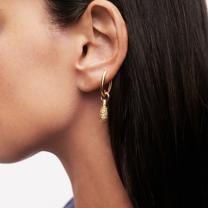 Main Image 2 of PDPAOLA™ at Zales ICONS Textured Small Teardrop Dangle Single Hoop Earring in Sterling Silver with 18K Gold Plate