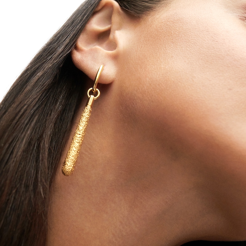 Main Image 2 of PDPAOLA™ at Zales ICONS Textured Large Teardrop Dangle Single Hoop Earring in Sterling Silver with 18K Gold Plate
