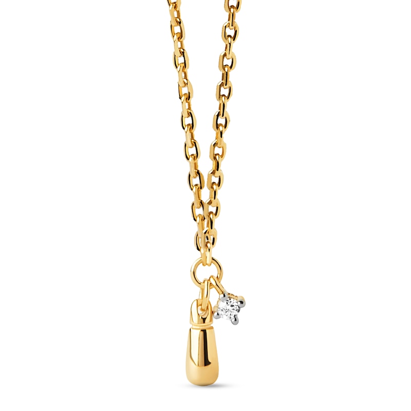 Main Image 1 of PDPAOLA™ at Zales Cubic Zirconia and Teardrop Double Charm Necklace in Sterling Silver with 18K Gold Plate - 19.5"