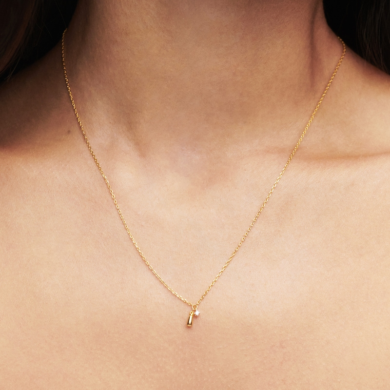 Main Image 2 of PDPAOLA™ at Zales Cubic Zirconia and Teardrop Double Charm Necklace in Sterling Silver with 18K Gold Plate - 19.5"