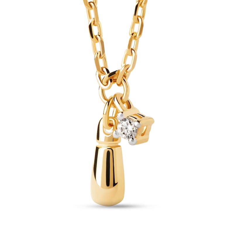 Main Image 3 of PDPAOLA™ at Zales Cubic Zirconia and Teardrop Double Charm Necklace in Sterling Silver with 18K Gold Plate - 19.5"