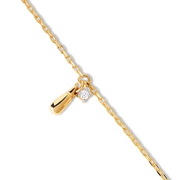 PDPAOLA™ at Zales Cubic Zirconia and Teardrop Double Charm Bracelet in Sterling Silver with 18K Gold Plate
