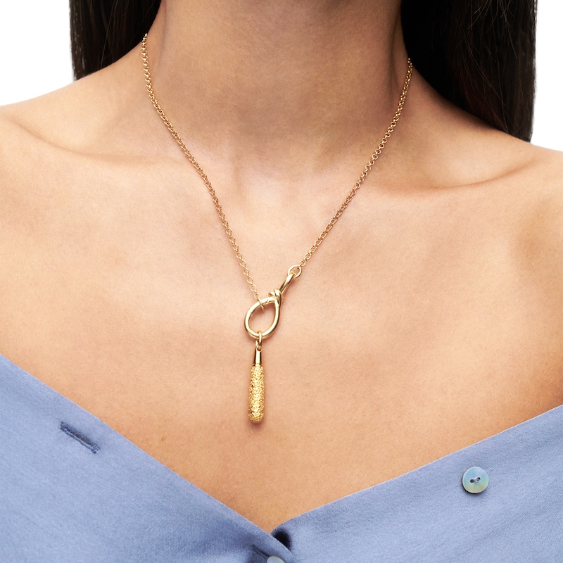 Main Image 2 of PDPAOLA™ at Zales ICONS Textured Medium Stackable Hoop Earring and Necklace Charm in Sterling Silver with 18K Gold Plate