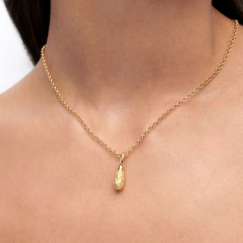 Main Image 2 of PDPAOLA™ at Zales ICONS Textured Drop Stackable Hoop Earring and Necklace Charm in Sterling Silver with 18K Gold Plate