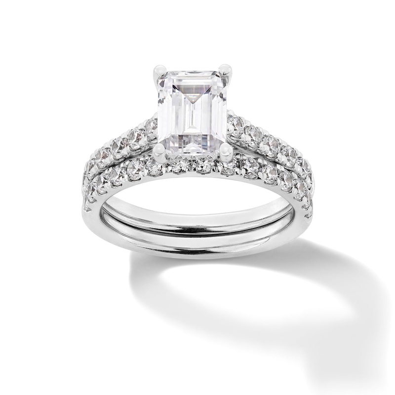 Main Image 1 of 3 CT. T.W. Emerald-Cut Certified Lab-Grown Diamond Bridal Set in 14K White Gold (F/VS2)