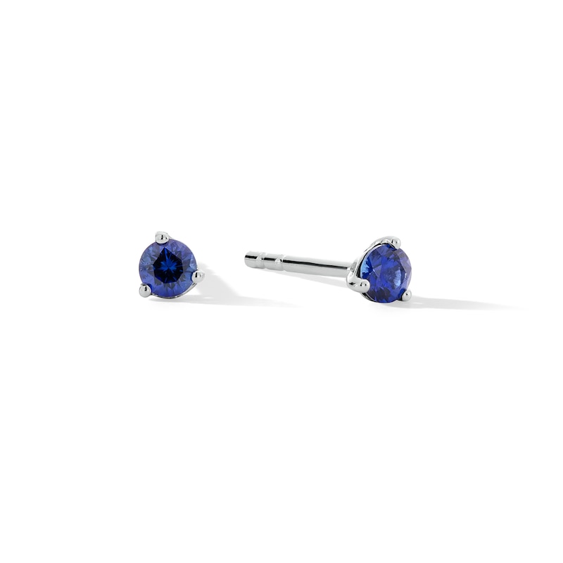 Main Image 1 of Blue Lab-Created Sapphire Solitaire Martini Stud Earrings in 10K White Gold