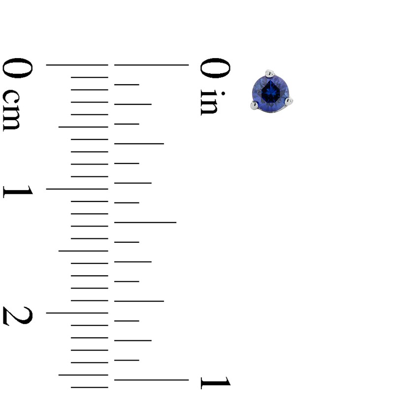 Main Image 3 of Blue Lab-Created Sapphire Solitaire Martini Stud Earrings in 10K White Gold
