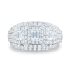Thumbnail Image 2 of 2-1/2 CT. T.W. Emerald-Cut Diamond Past Present Future® Double Frame Multi-Row Engagement Ring in 14K White Gold