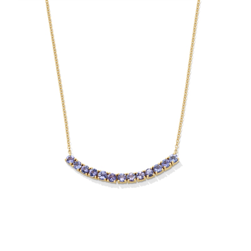 Main Image 1 of Tanzanite Line Necklace in 10K Gold