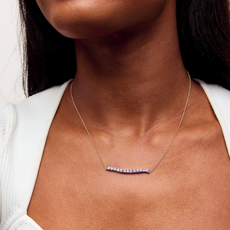 Main Image 2 of Tanzanite Line Necklace in 10K Gold
