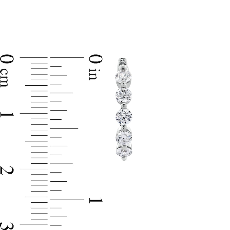 Main Image 3 of 1 CT. T.W. Certified Lab-Grown Diamond Five Stone Hoop Earrings in 14K White Gold (F/SI2)