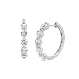 2 CT. T.W. Certified Lab-Created Diamond Five Stone Hoop Earrings in 14K White Gold (F/SI2)