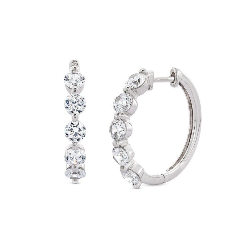 Main Image 1 of 2 CT. T.W. Certified Lab-Grown Diamond Five Stone Hoop Earrings in 14K White Gold (F/SI2)
