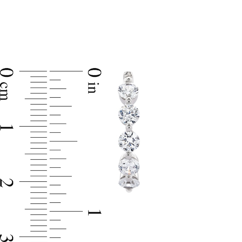 Main Image 3 of 2 CT. T.W. Certified Lab-Grown Diamond Five Stone Hoop Earrings in 14K White Gold (F/SI2)