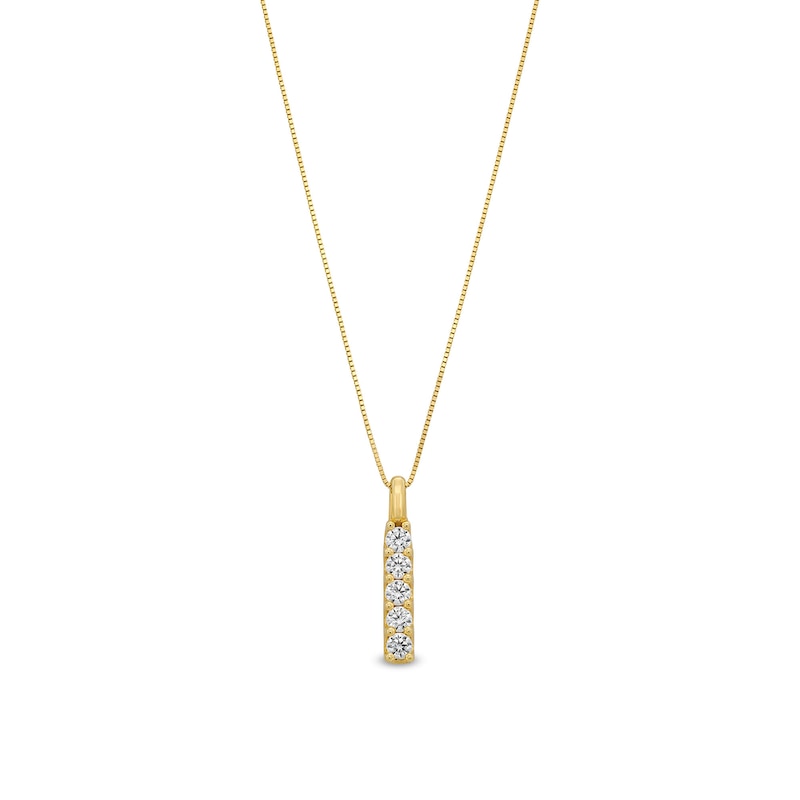 Main Image 1 of 1/3 CT. T.W. Certified Lab-Grown Diamond Five Stone Vertical Bar Pendant in 14K Gold (F/SI2)