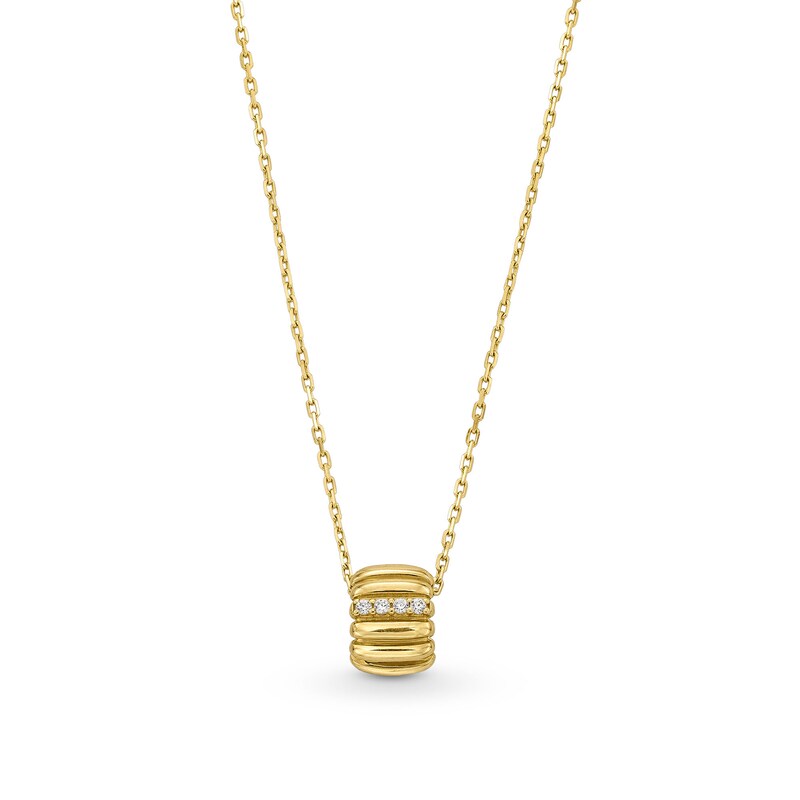 Main Image 1 of Diamond Accent Ribbed Rectangle Necklace in 10K Gold