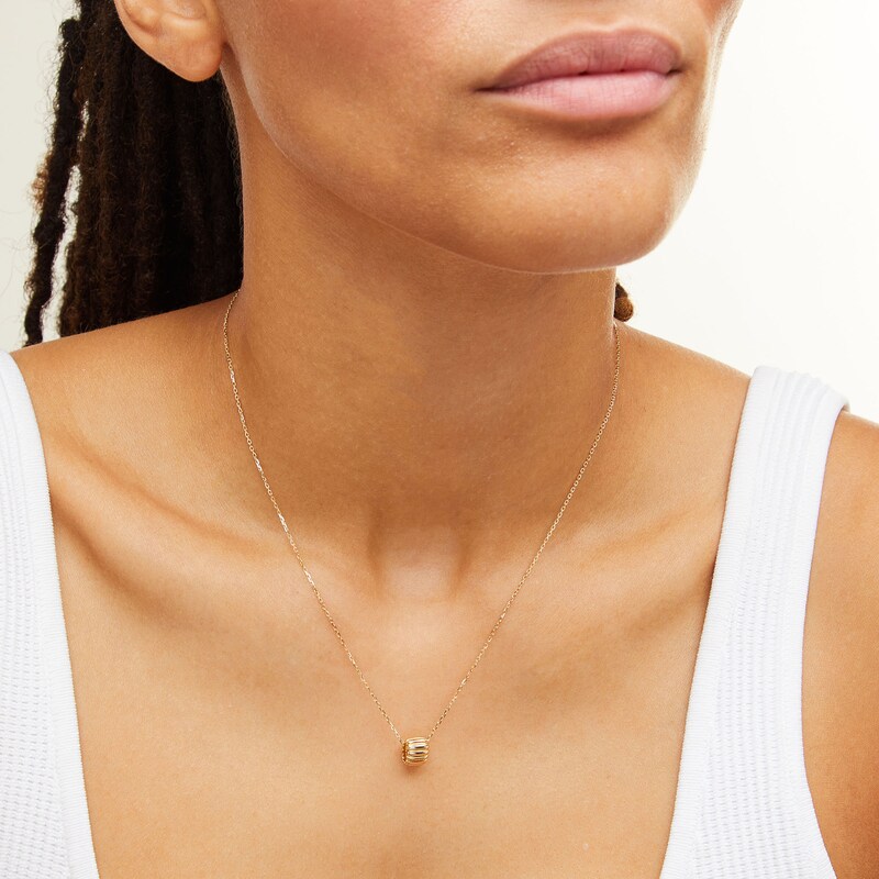 Main Image 2 of Diamond Accent Ribbed Rectangle Necklace in 10K Gold