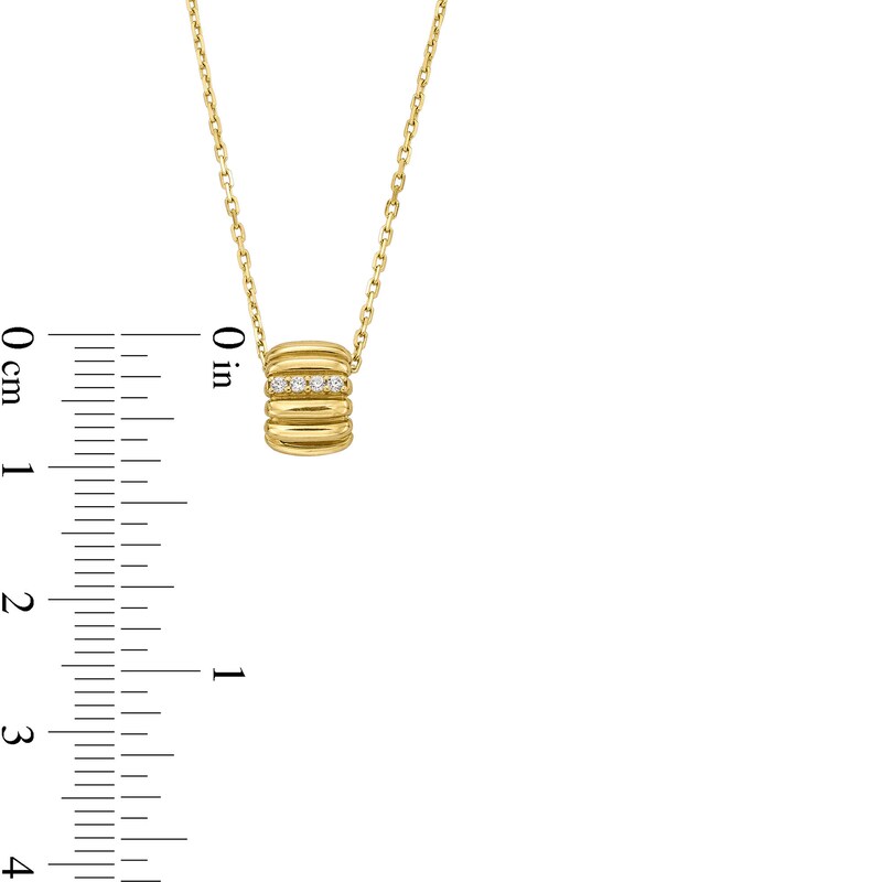 Main Image 3 of Diamond Accent Ribbed Rectangle Necklace in 10K Gold