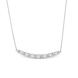 1 CT. T.W. Certified Lab-Grown Diamond Graduated Curved Bar Necklace in 14K White Gold (F/SI2)