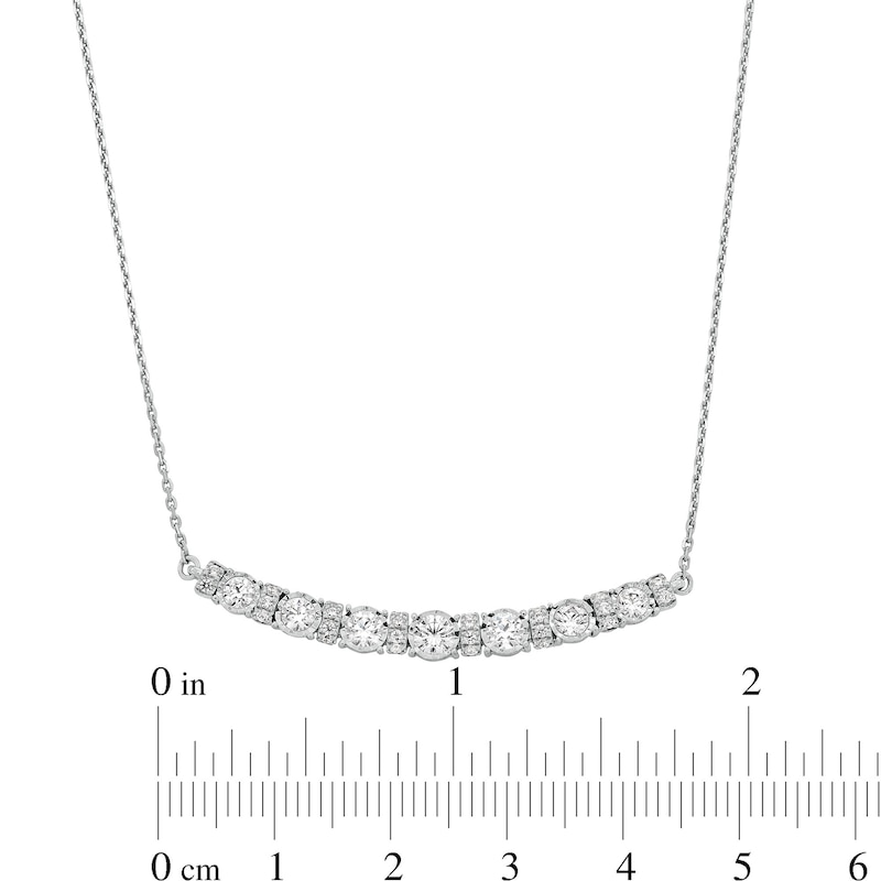 Main Image 4 of 1 CT. T.W. Certified Lab-Grown Diamond Graduated Curved Bar Necklace in 14K White Gold (F/SI2)