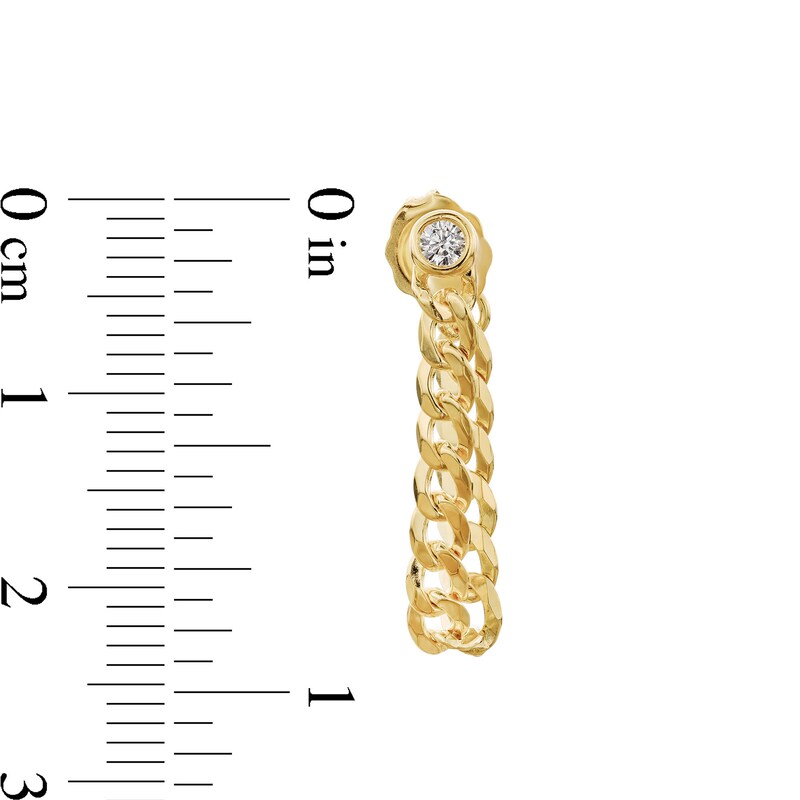Main Image 3 of 1/10 CT. T.W. Diamond Solitaire Curb Chain Drop Front/Back Earrings in Sterling Silver with 14K Gold Plate