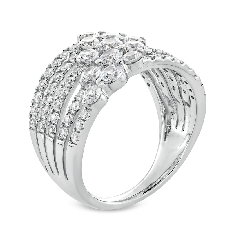 Main Image 3 of 2 CT. T.W. Certified Lab-Grown Diamond Graduated Trio Multi-Row Ring in 14K White Gold (F/SI2)