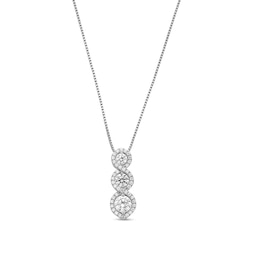 1 CT. T.W. Certified Lab-Grown Diamond Frame Graduated Eternity Pendant in 14K White Gold (F/SI2)