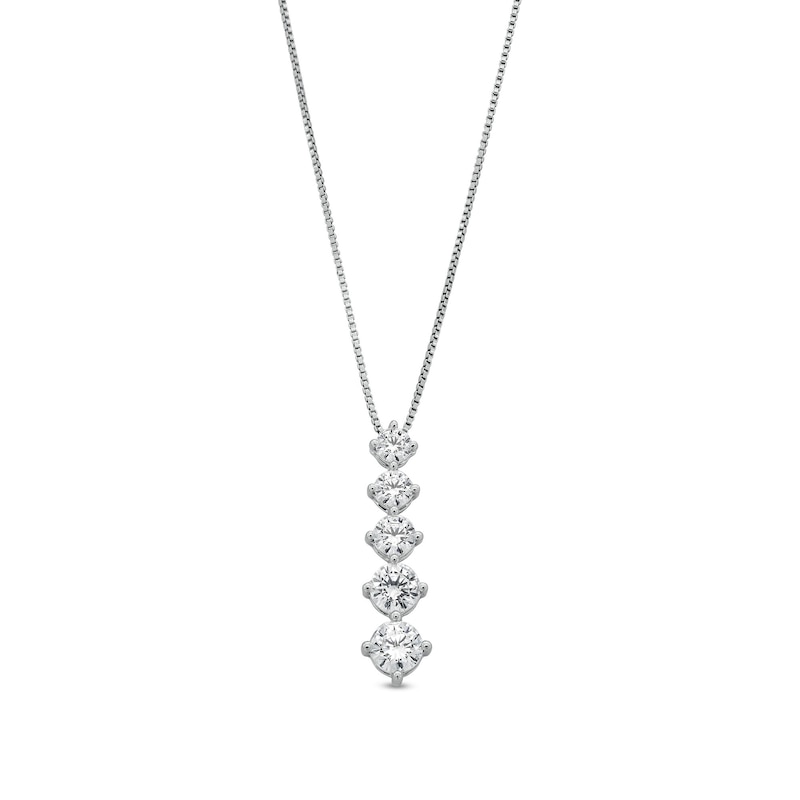 Main Image 1 of 1-1/2 CT. T.W. Certified Lab-Grown Diamond Graduated Five Stone Linear Drop Pendant in 14K White Gold (F/SI2)